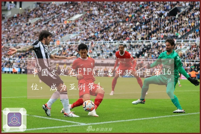 中国女足在FIFA排名中跃升至第16位，成为亚洲第4。